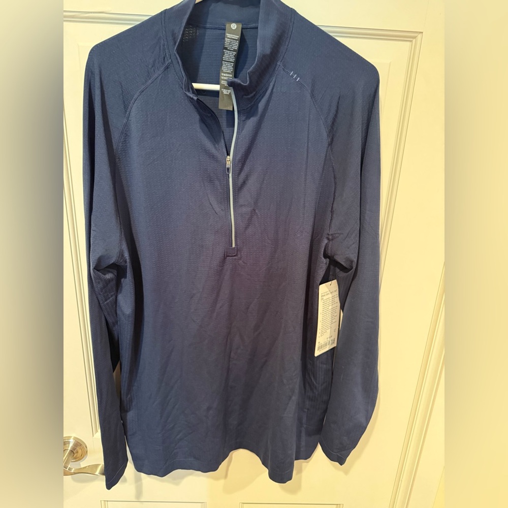 NWT Men’s Lululemon Club Blue Navy Metal Vent Tech Half Zip Pullover XL